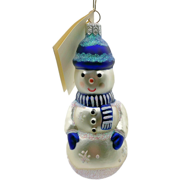 Patricia Breen Ornament Snowboy Blue Snowflakes Dots Family Christmas Tree Decor - Picture 1 of 10